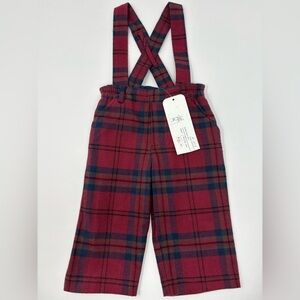 FLORENCE EISEMAN: Burgundy Plaid Pants w/Removable Suspenders 12M NEW.